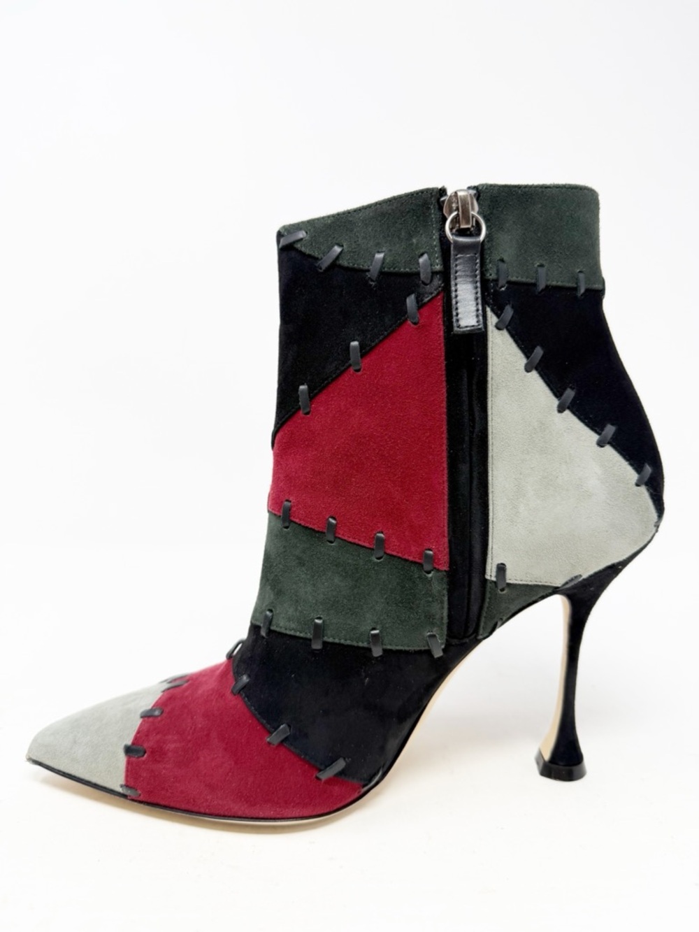 Manolo Blahnik Couturahi Patchwork Suede Zip Booties Womens Size EU 36.5 - Picture 6 of 10